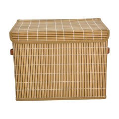 Katlanır Kapaklı Bambu Sepet - 41x31x31
