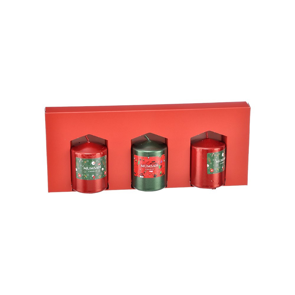 3'lü Mum Silinidr Kutu - 116 gr