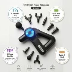 Mini Üçgen Masaj Tabancası SL-8891 - Type-C Şarjlı - 9 Kademe