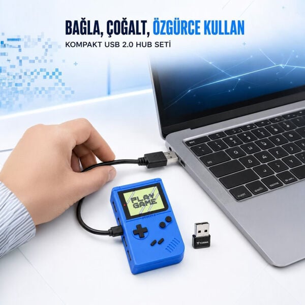 Retro Oyun Konsolu Figürlü USB Çoklayıcı -USB 2.0 + Type-C - YD-51 - Torima