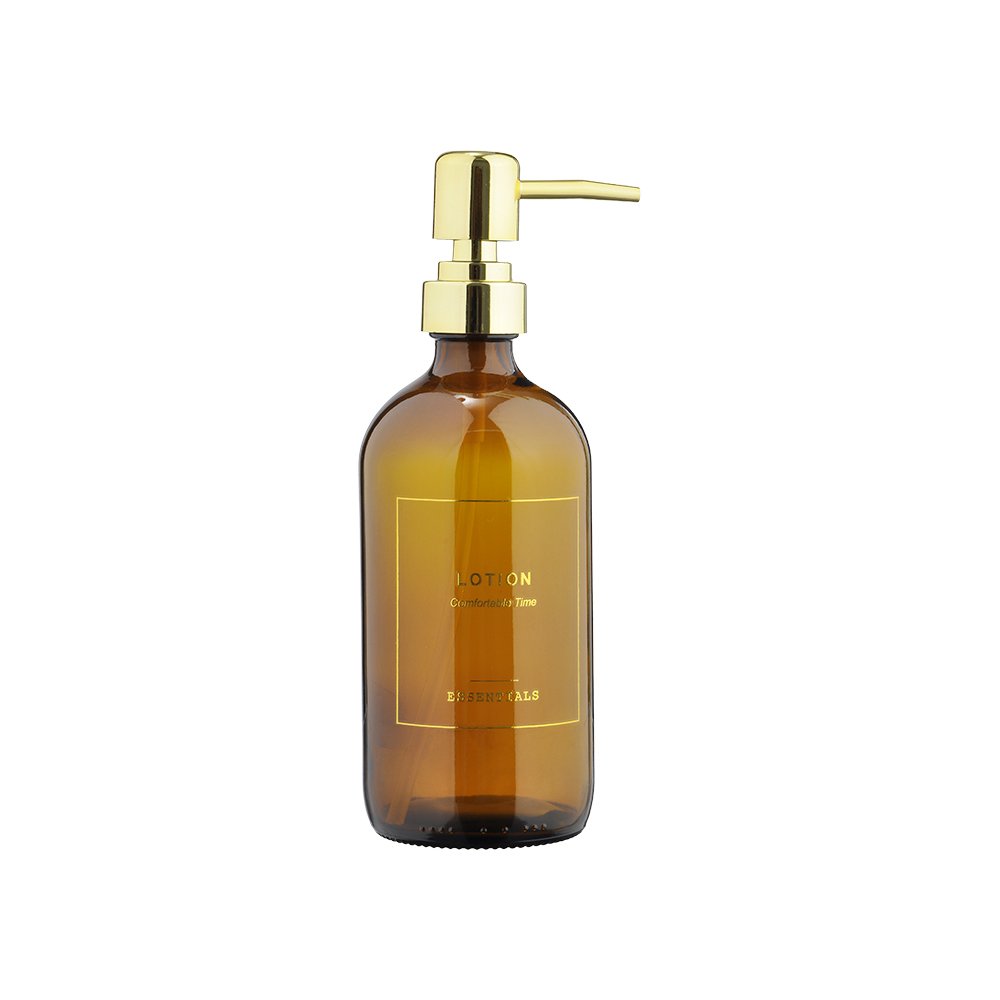 Renkli Cam Sıvı Sabunluk - 500 ml Kahverengi