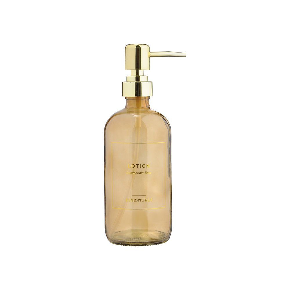 Renkli Cam Sıvı Sabunluk - 500 ml Saydam Kahverengi
