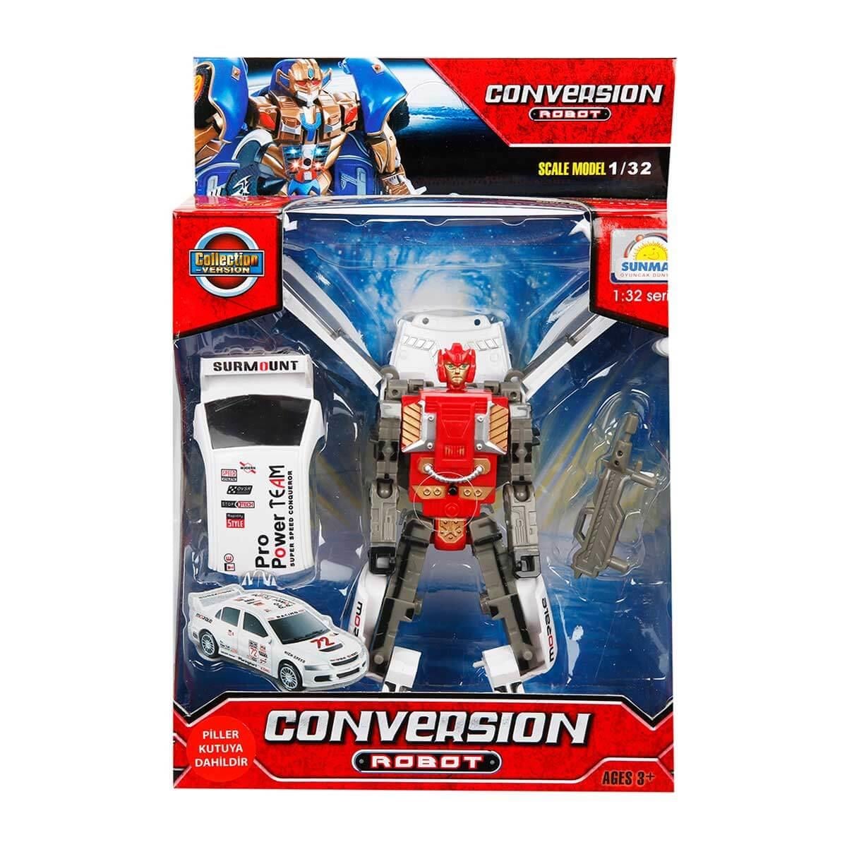 Sesli Işıklı Arabaya Dönüşen Robot Model 1