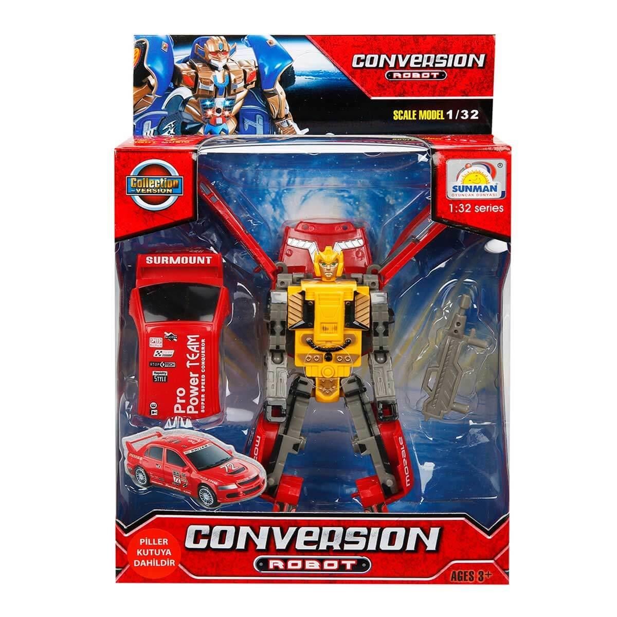 Sesli Işıklı Arabaya Dönüşen Robot Model 2