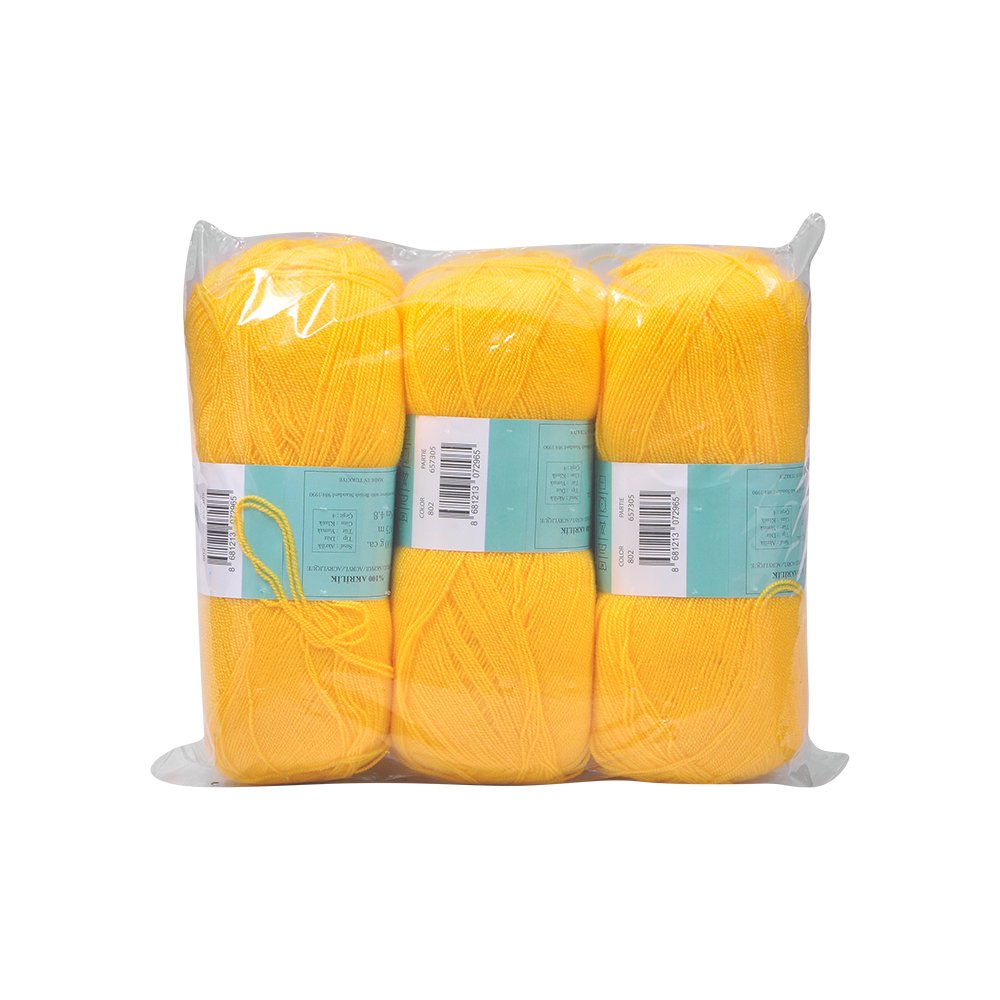 3'lü Örgü İpliği - Kristal -  300 gr Sarı
