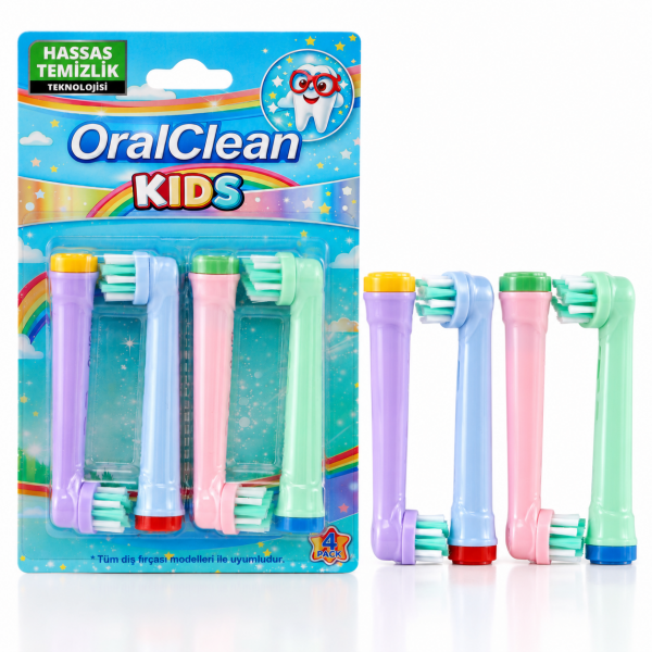 Oral Clean Color Kids 4'lü Hassas Yedek Başlık