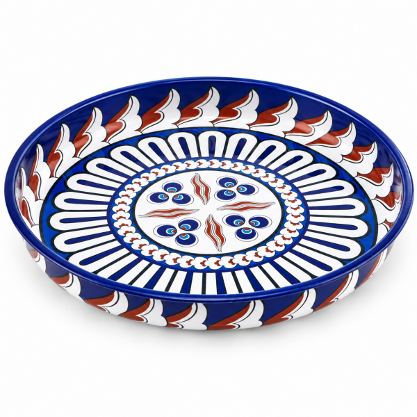 Desenli Metal Sunum Tabağı -  27 cm