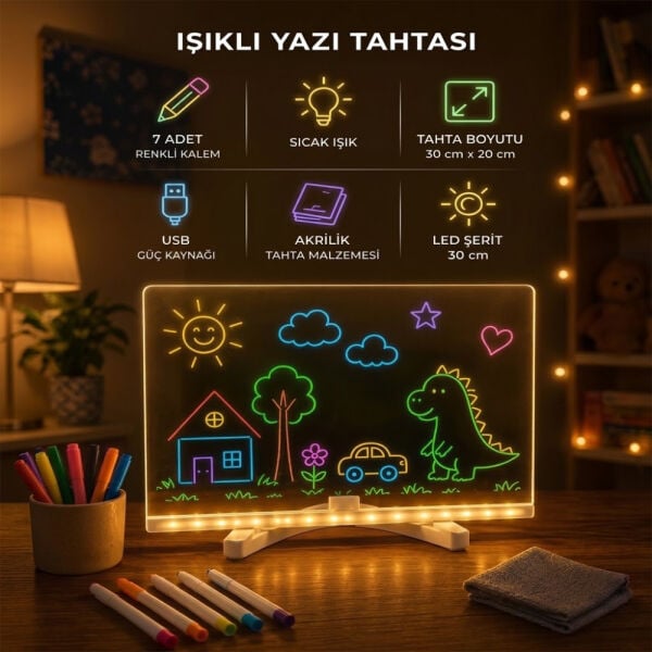 Led Işıklı Çizim Boyama Tahtası - LWB01 - Torima