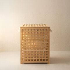 Dikdörtgen Bambu Çamaşır Sepeti - 60x40 cm - Bobbio Big - Perotti
