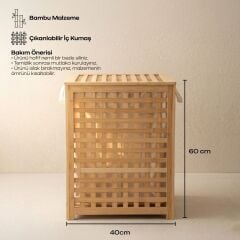 Dikdörtgen Bambu Çamaşır Sepeti - 60x40 cm - Bobbio Big - Perotti