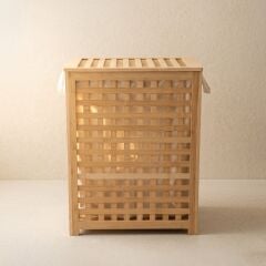 Dikdörtgen Bambu Çamaşır Sepeti - 60x45 cm - Bobbio SoBig - Perotti