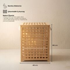 Dikdörtgen Bambu Çamaşır Sepeti - 60x45 cm - Bobbio SoBig - Perotti