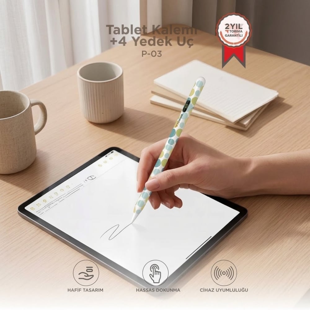 Dokunmatik Tablet Kalemi - 4 Yedek Uçlu - P-03 - Torima