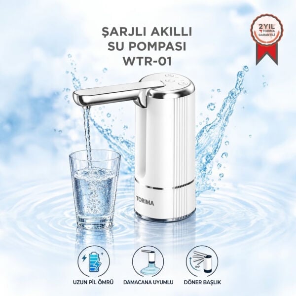 Şarjlı Otomatik Akıllı Döner Başlıklı Su Pompası - WTR-01 - Torima
