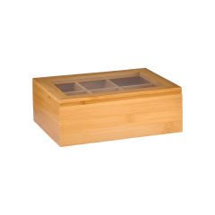 6 Bölmeli Bambu Çay Kutusu - 21x16x7,5