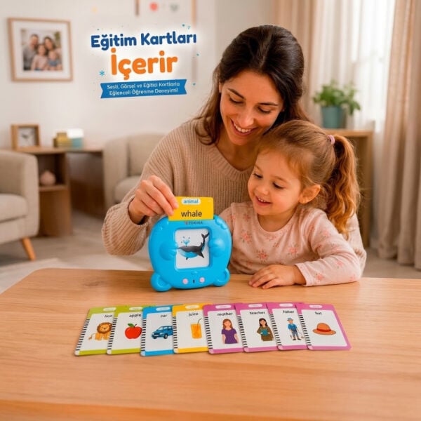 Torima Çocuk Tableti Sesli Erken Eğitim Tableti - 112 Çift Taraflı Kart - Y2 - Torima