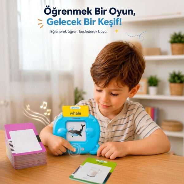 Torima Çocuk Tableti Sesli Erken Eğitim Tableti - 112 Çift Taraflı Kart - Y2 - Torima