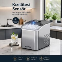 Portatif Taşınabilir Hızlı Buz Yapma Makinesi - YH16M Gümüş - Torima