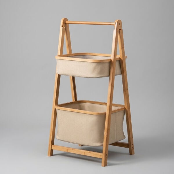2 Katlı Bambu Organizer Sepet - 33x44x99