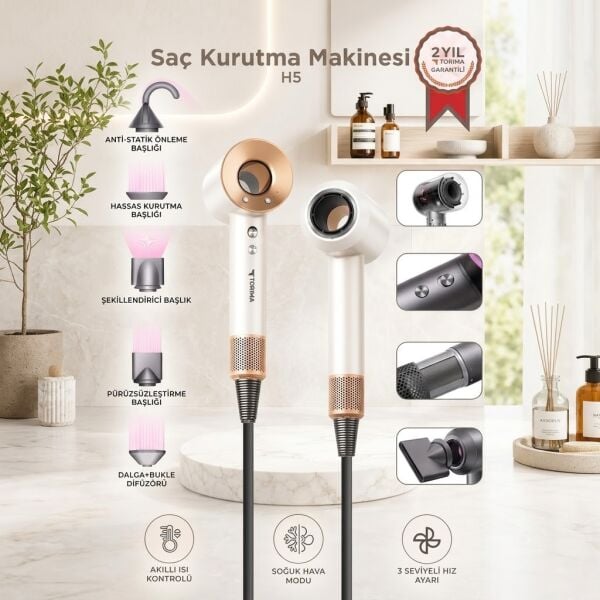 Saç Kurutma Makinesi Güçlü Saç Şekillendirici - H5 - Torima