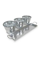 3'lü Tabaklı Metal Saksı -  34x10,3x9,5