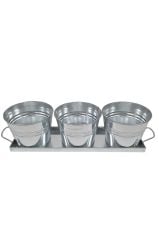 3'lü Tabaklı Metal Saksı -  34x10,3x9,5