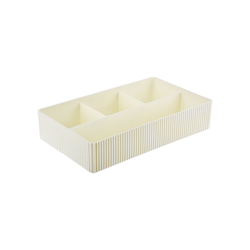 4 Bölmeli Plastik Geniş Organizer Kutu Beyaz