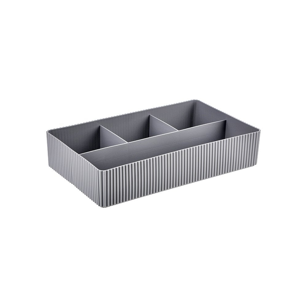 4 Bölmeli Plastik Geniş Organizer Kutu Gri