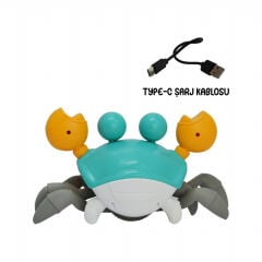 Dans Eden Yengeç - Emekleme Oyuncağı - USB Şarjlı - Müzikli - Işıklı