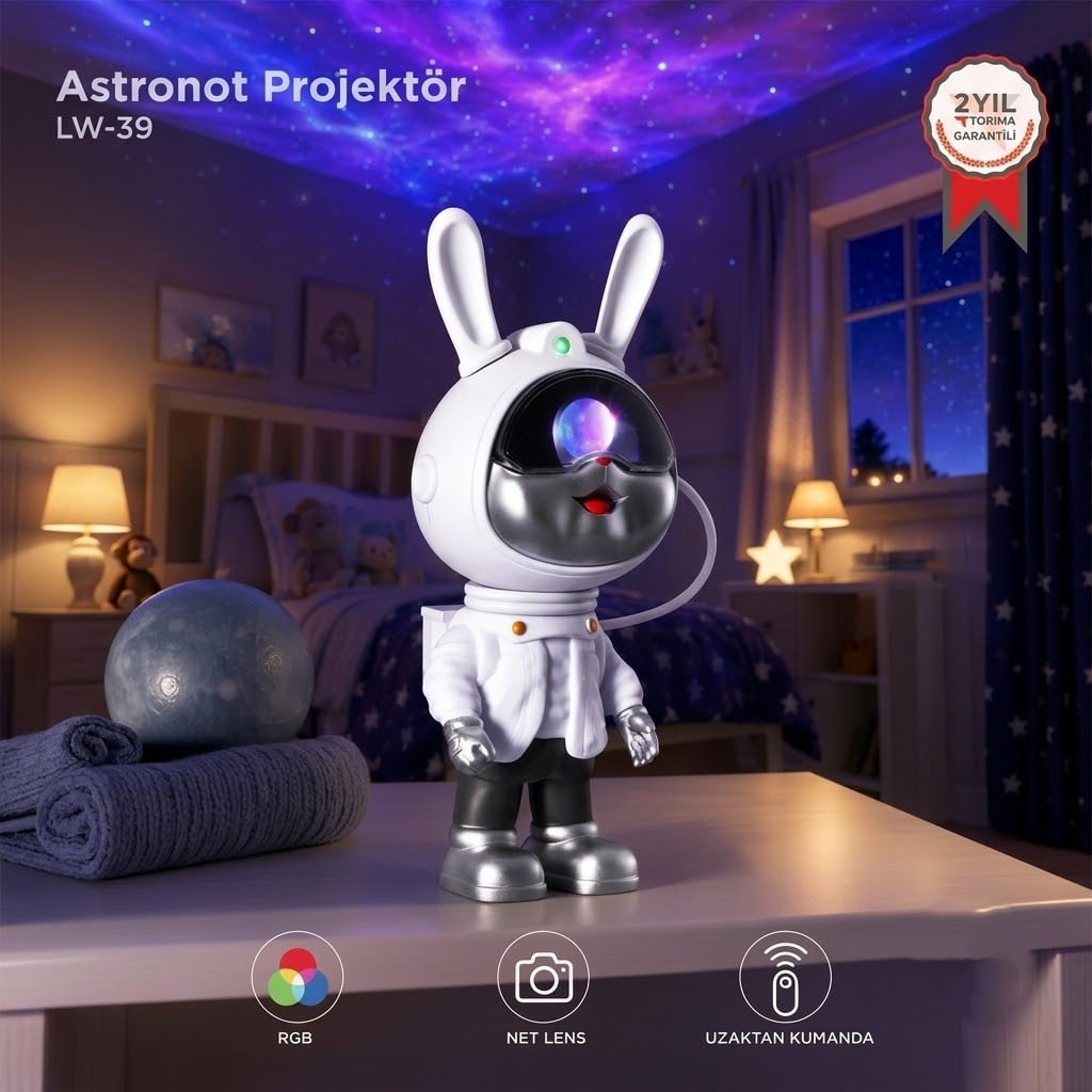 Astronot Projektör Galaxy Star Kumandalı Samanyolu Aydınlatma Gece Lambası - LW-39 - Torima