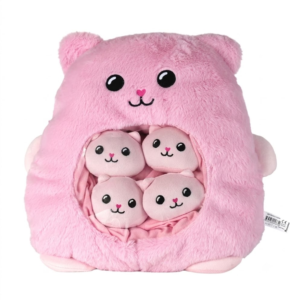 Pelüş Yavrulu Kedi Ailesi - 40 cm
