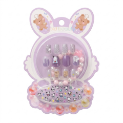 Gold Beauty Çocuk Takma Tırnak + Bileklik + Sticker Set