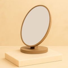 Oval Ahşap Masa Üstü Aynası - 23x16 cm