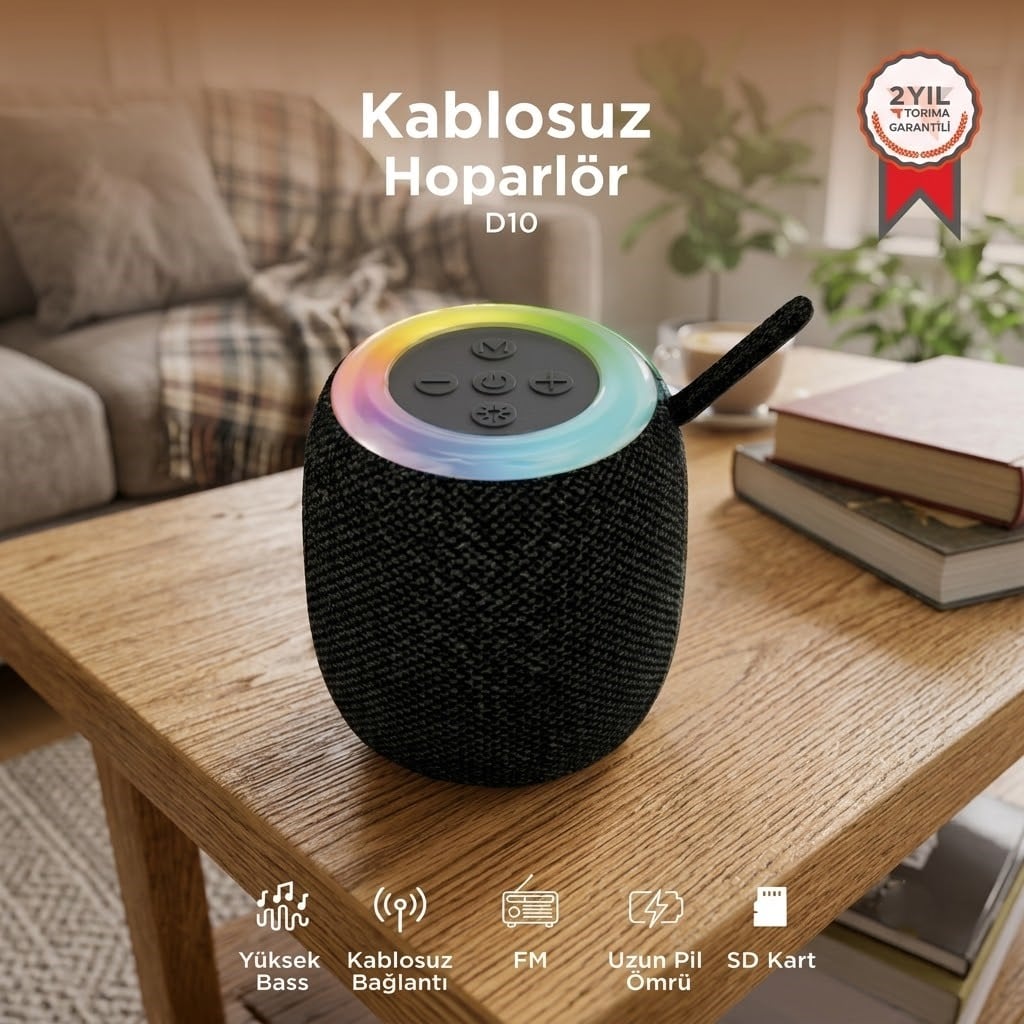 Bluetooth Hoparlör SD USB Destekli Taşınabilir Speaker  - D10 -Torima