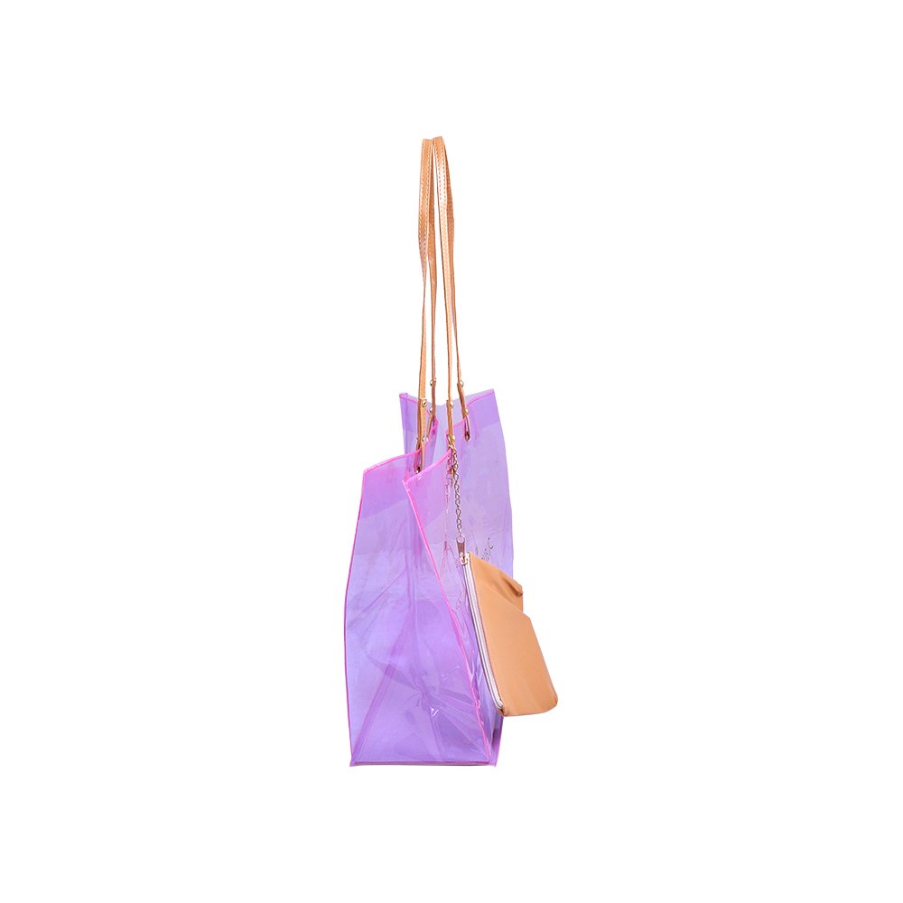 Şeffaf Renkli Plaj&Portföy Çanta  (40x30x15) Mor