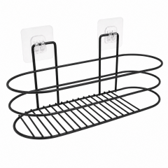 Yapışkanlı Fönlüklü Metal Oval Banyo Rafı