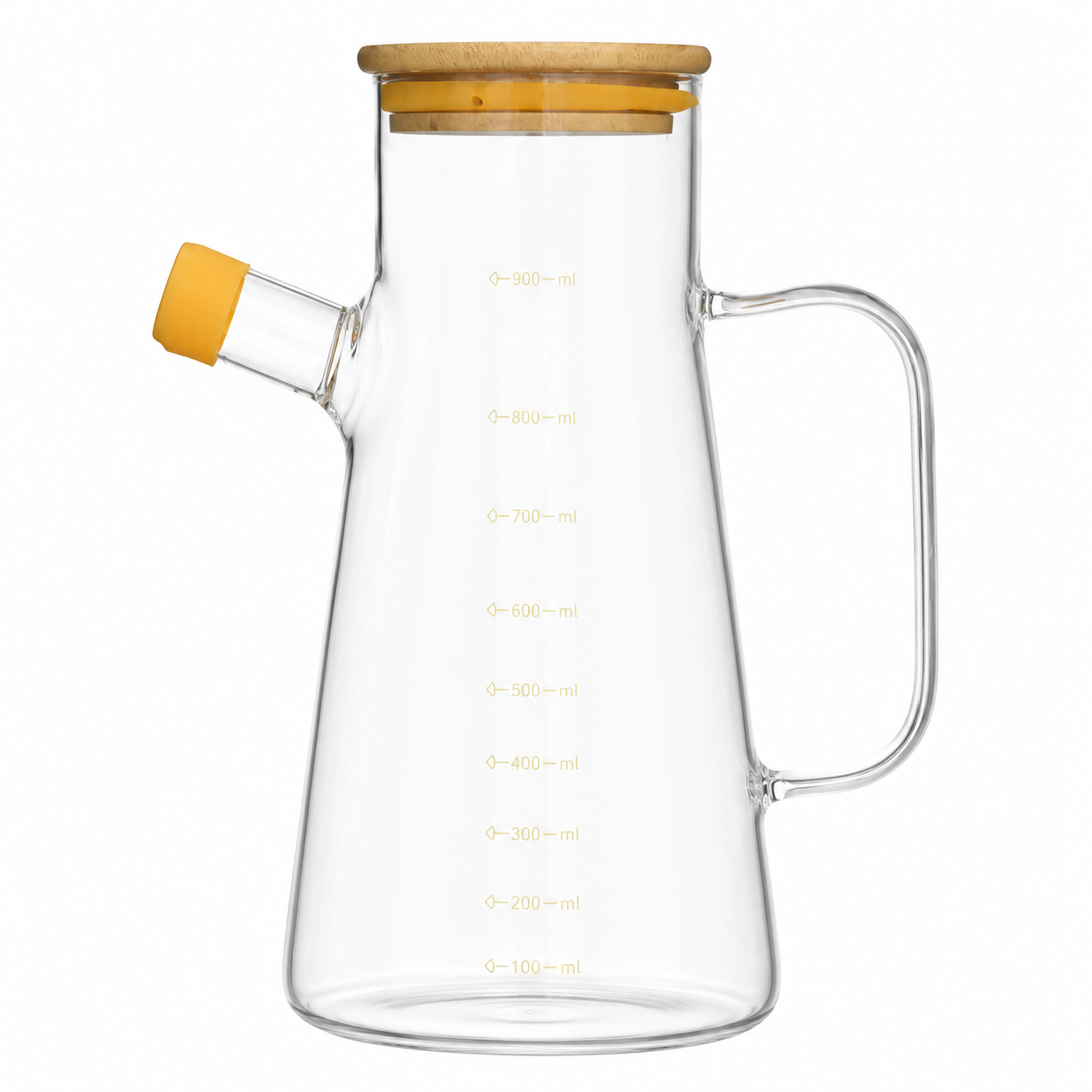 Bambu Kapaklı Cam Yağlık - 900 ml