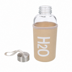 Kılıflı Kare Cam Matara - 530 ml
