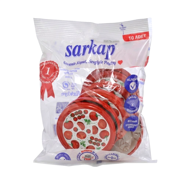 Desenli Konserve Kavanoz Kapağı 10'lu