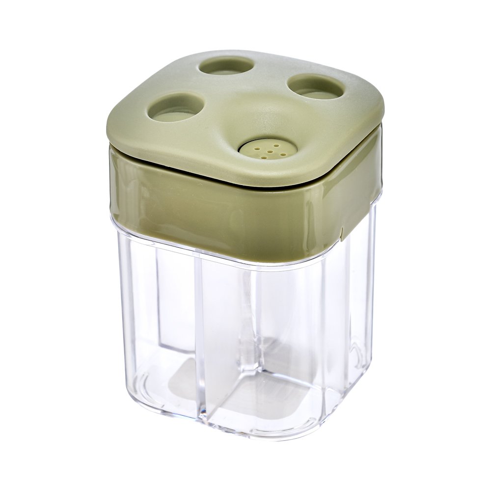 4 Bölmeli Kristal Baharatlık -  250 ml Haki