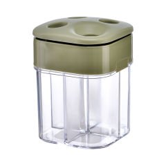 4 Bölmeli Kristal Baharatlık -  250 ml Haki