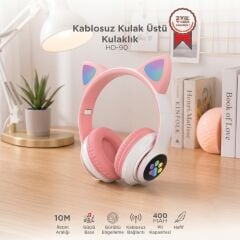 Kedi Kulaklı Kulak Üstü Kablosuz Bluetooth Kulaklık - HD-90 - Torima
