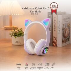 Kedi Kulaklı Kulak Üstü Kablosuz Bluetooth Kulaklık - HD-90 - Torima