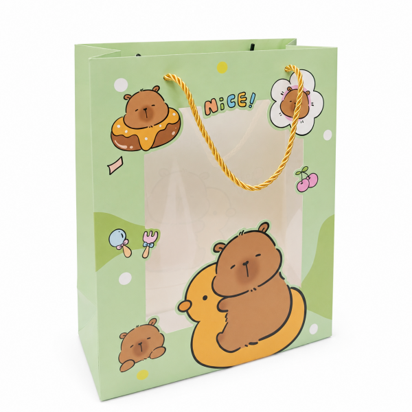 Pencereli Capybara Karton Çanta - 26x32