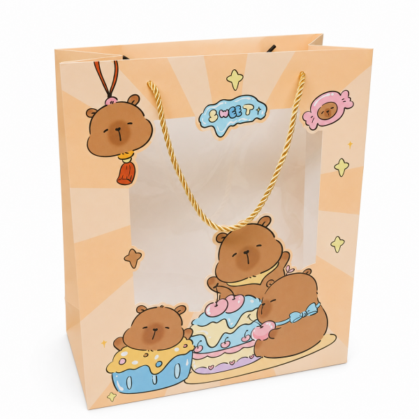 Pencereli Capybara Karton Çanta - 26x32