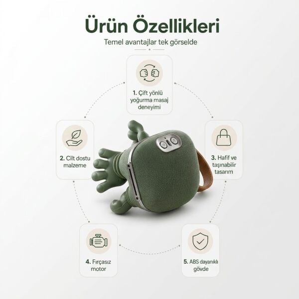 Kaplumbağa Masaj Aleti - 3 Yoğunluk Modlu Isı Terapili Masaj Cihazı - FB-110 - 4Berry