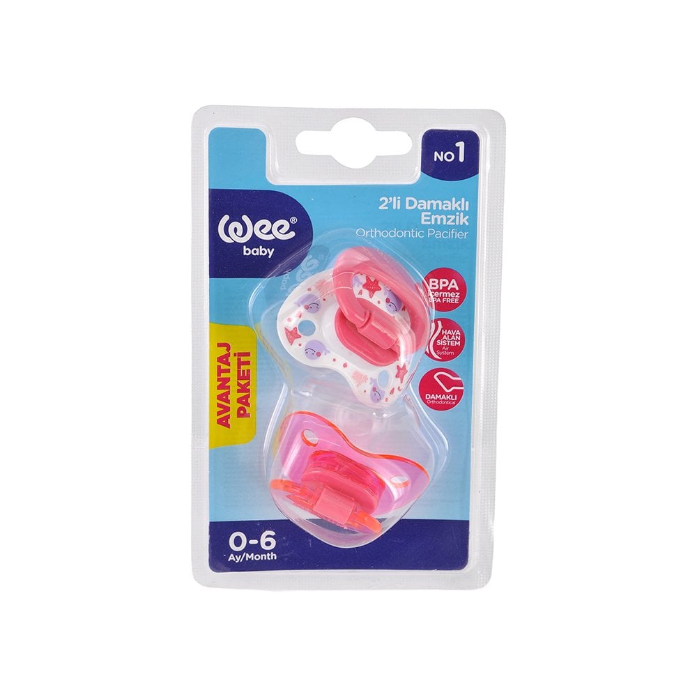 Wee Baby 2’li Damakli Emzik No:1 - 0-6 Ay Pembe