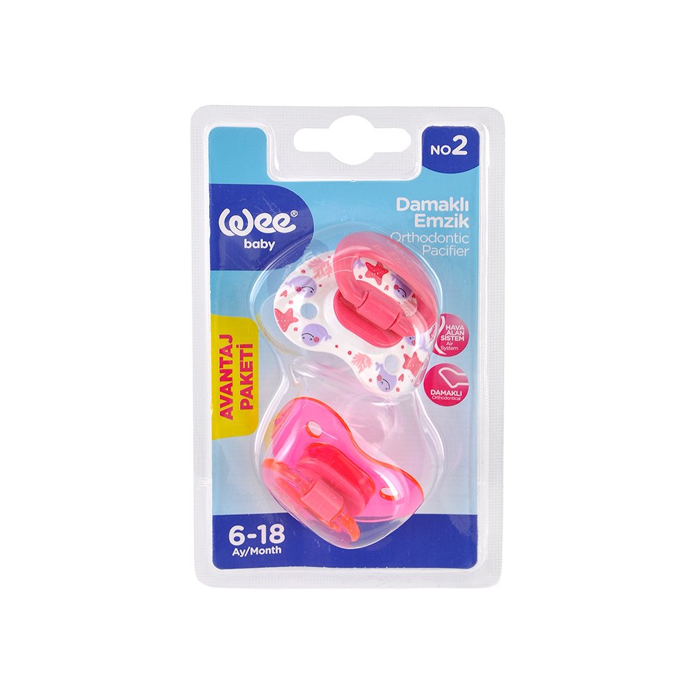 Wee Baby 2’li Damakli Emzik No:2 - 6-18 Ay Pembe