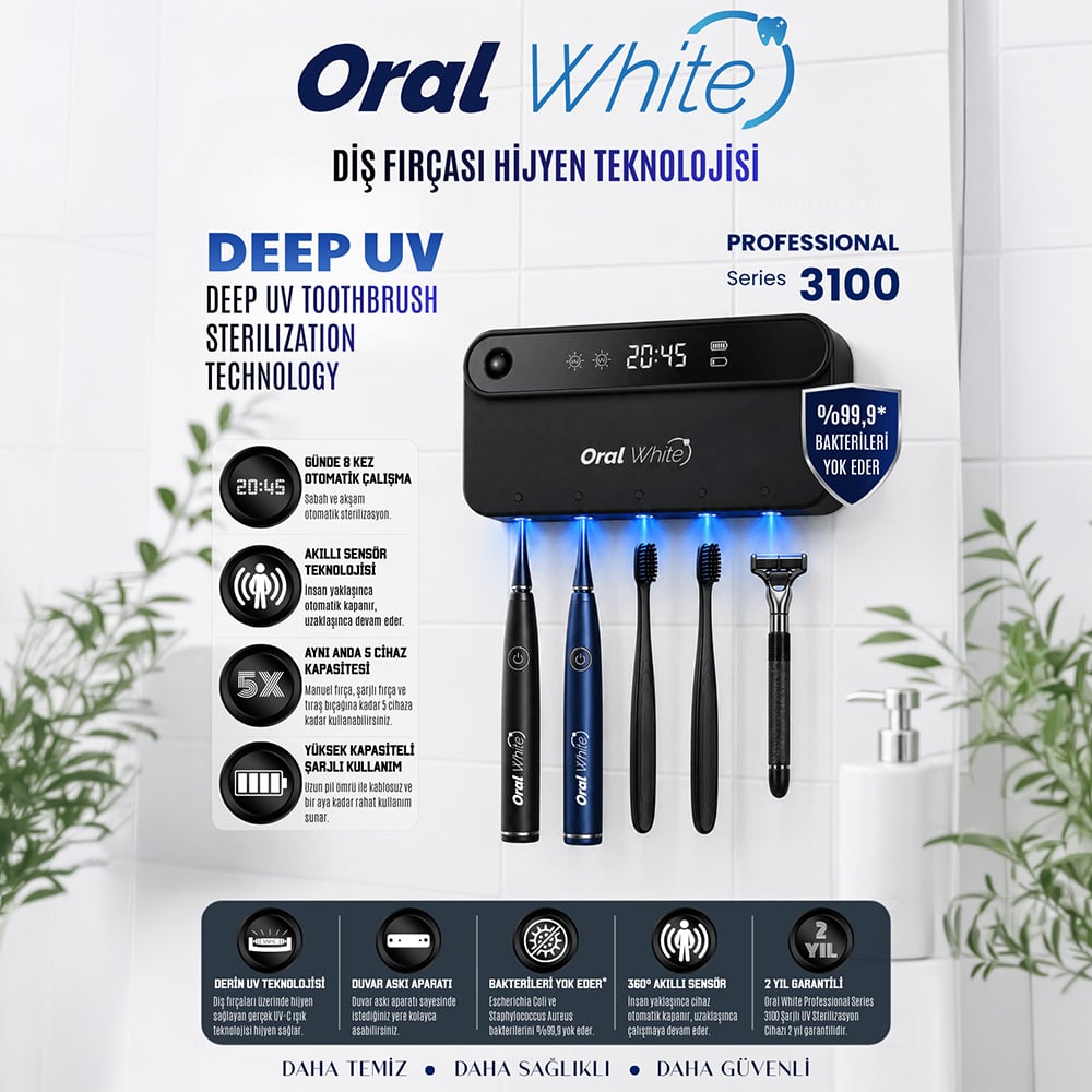 Professional Series 3100 UV-C Diş Fırçası Sterilizasyon Cihazı - Oral White