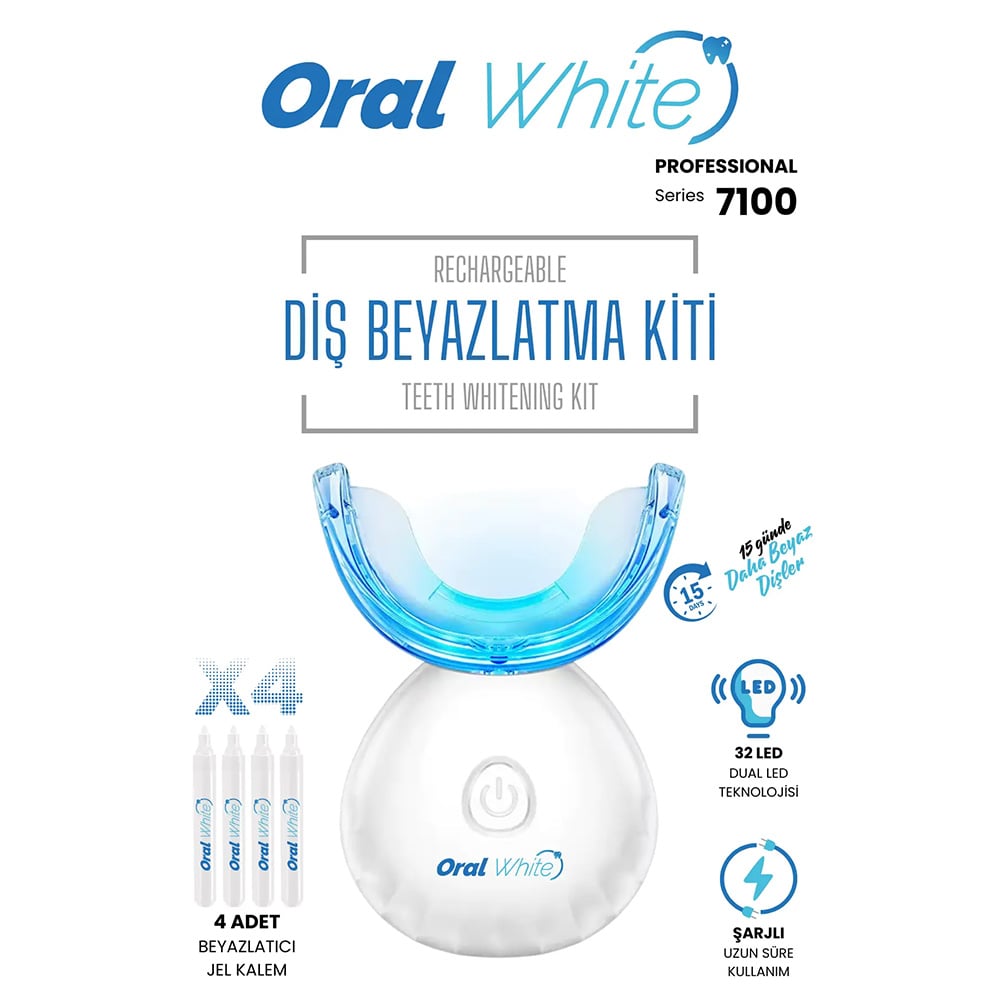 Professional Series 7100 Şarjlı Diş Beyazlatma Kiti - 32 Led + 4 Kalem -  Oral White